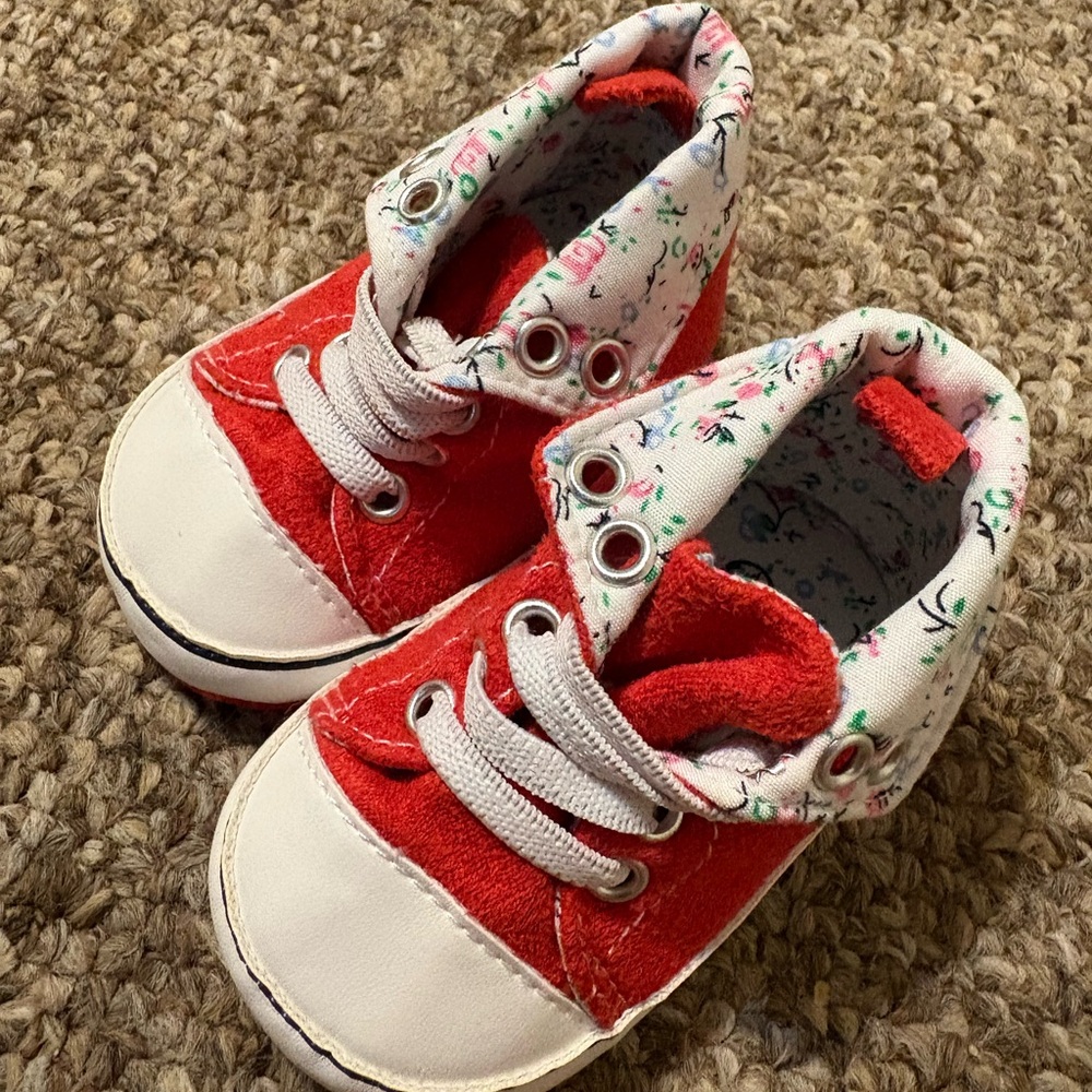 Red and White Kids Shoes